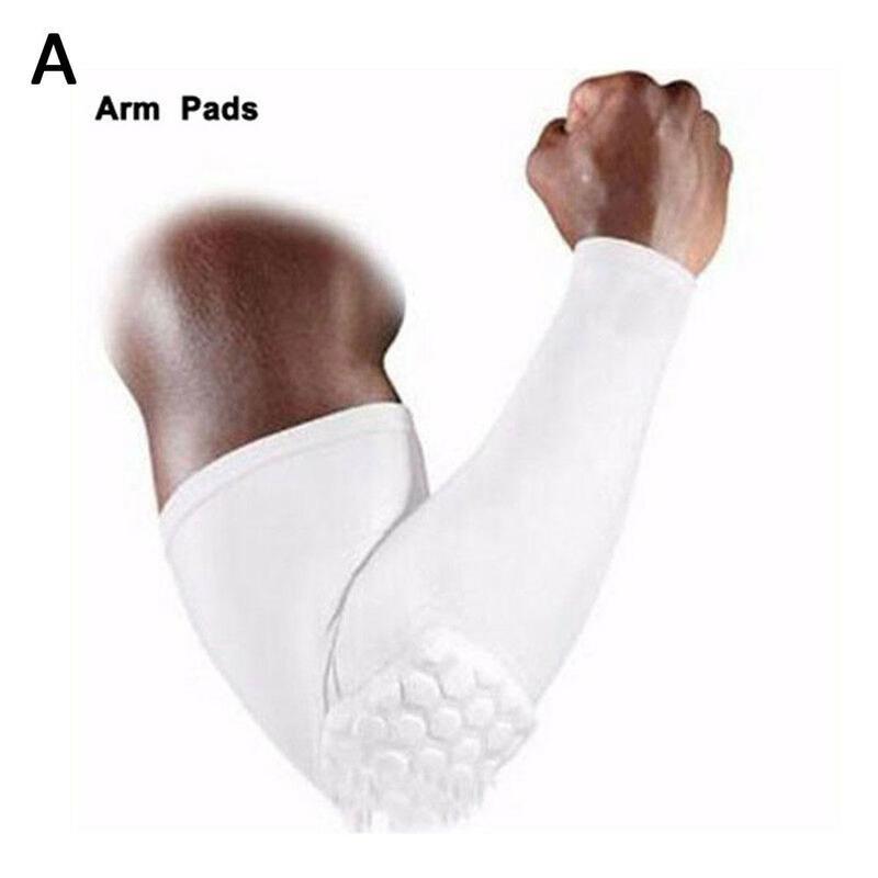 Sport elleboogbeschermer antislip sportveiligheidsaccessoires elleboog- en kniebeschermers honingraat basketbalbeen kniebeschermer ontsteking s-xl: Wit / Ik