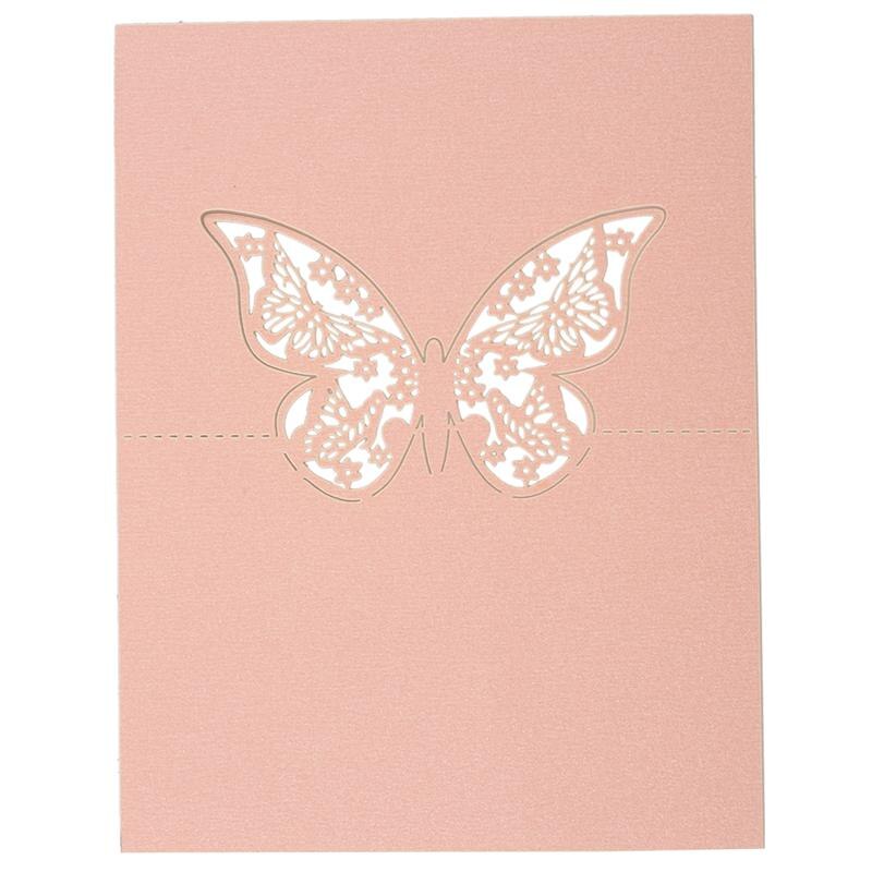 ! 50 Stuks Vlinder Papier Plaats Kaarthouder Naam Kaarten Tafel Nummer Voor Wedding Event Party Decoratie Roze