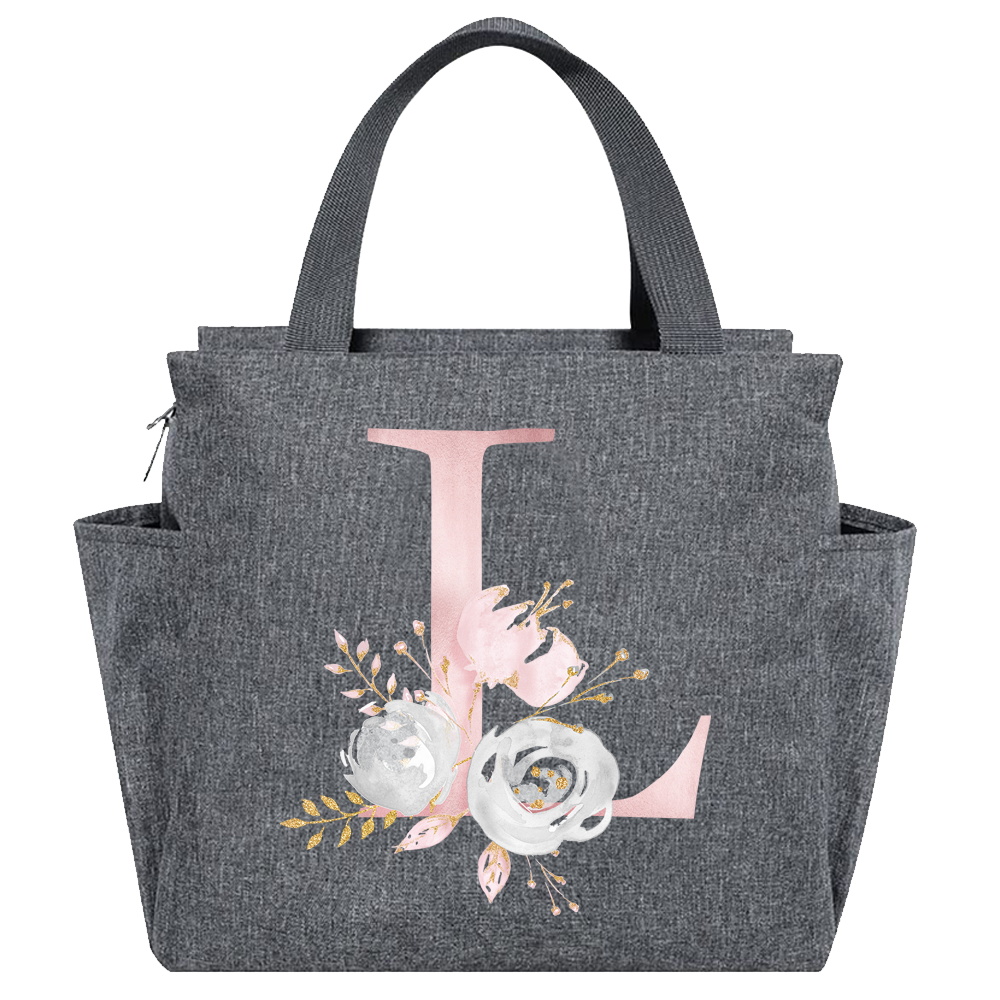 Izolowana torba na lunch Cooler Lunch Box Przenośna izolowana płócienna torba Bento Pack Termiczna torba na żywność Piknikowa torba na ryż dla kobiet i dzieci: Ciemnoszary
