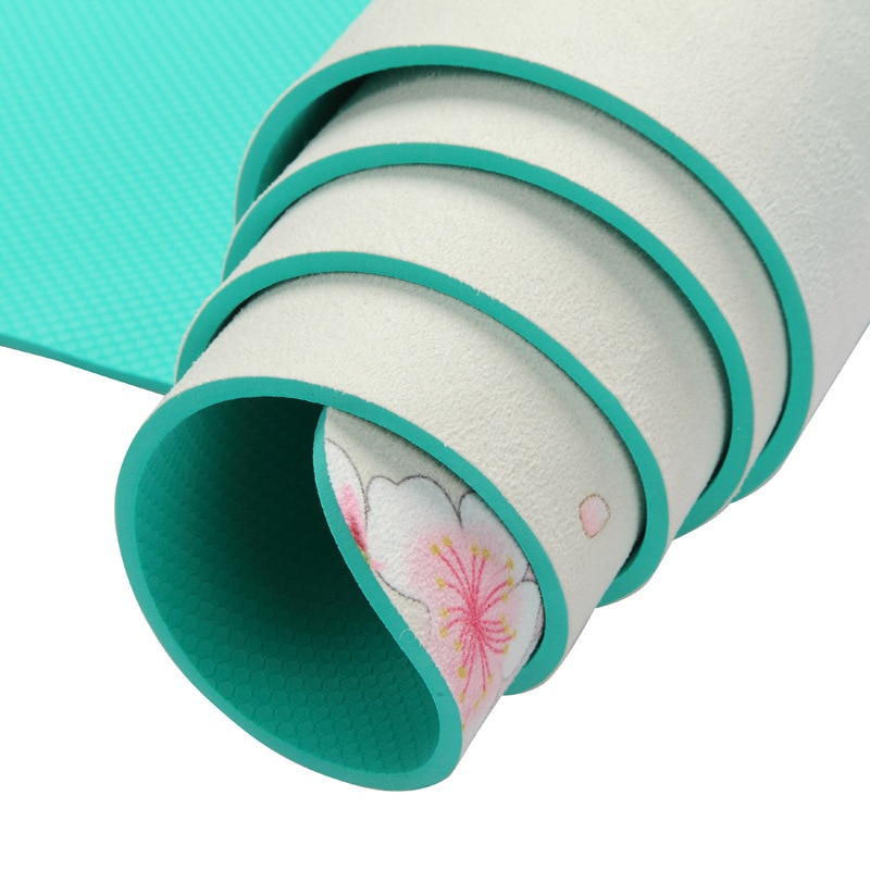 Trykt ruskindssuvet yogamåttepude 5mm skridsikker dobbeltsidet tør og våd ved hjælp af syntetisk gummi yogapadetryk