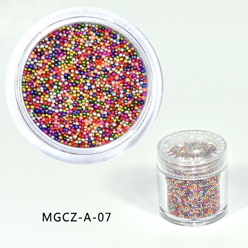 10g/Pot 0.6mm-0.8mm Micro-Kralen Kleurrijke Gemengde Caviar Nail Kralen Glazen Trend Caviar nail Art Decoraties Micro Kralen MGCZ-07