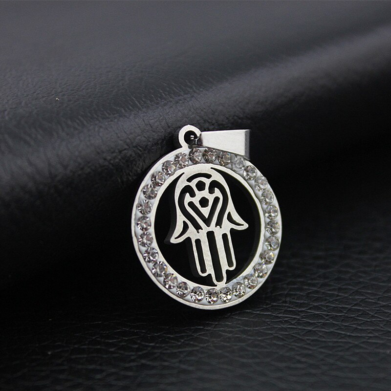 Stainless Steel Hollow Hamsa Hand Pendant Necklace Silver Color Clavicle Chain Turkish Evil Eye Luck Jewelry