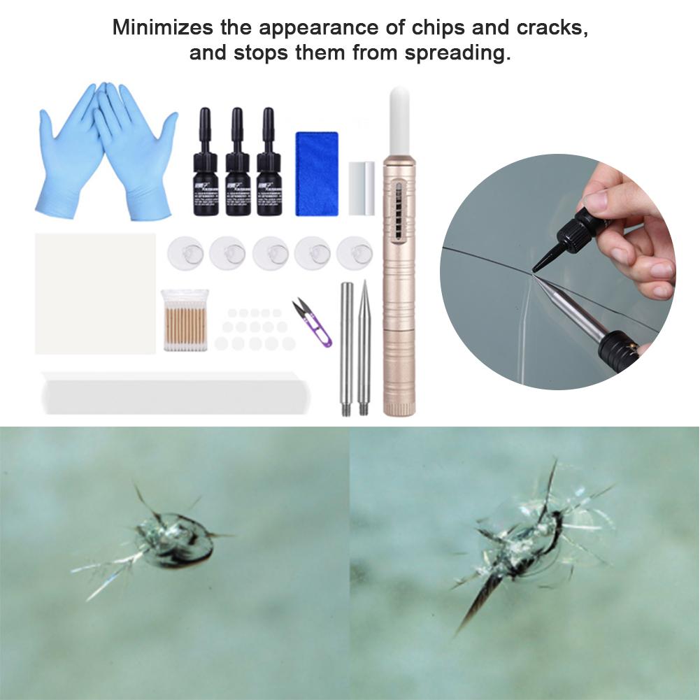 1 sett bil frontrute glass ripe væske reparasjon verktøysett for reparasjon av auto glass frontrute sprekk chip ripe