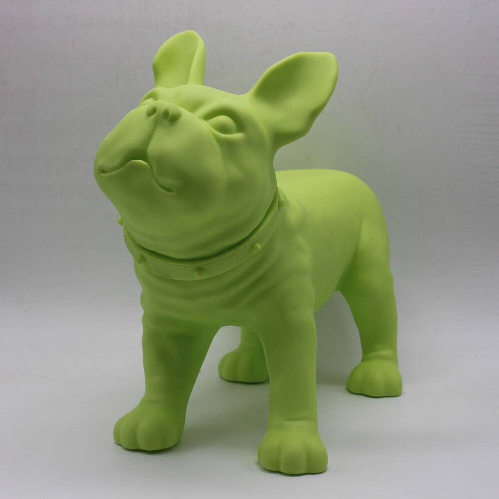 Maniquí de perro Bulldog francés de plástico verde, venta para tienda de mascotas, exhibición