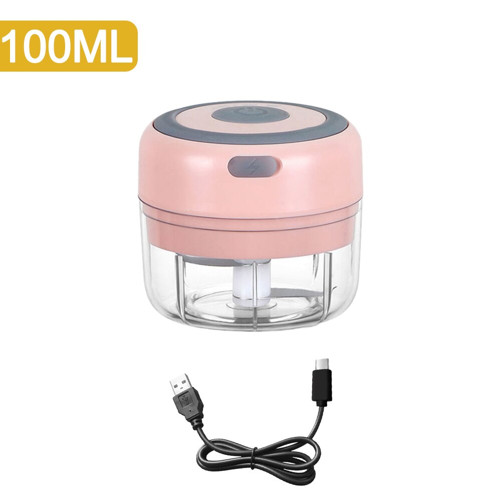 100/250Ml Mini Elektrische Knoflook Stamper Chopper Cutter Gember Stamper Machine Voor Keuken Voedsel Crusher Chili Groente Usb opladen: Pink Set E