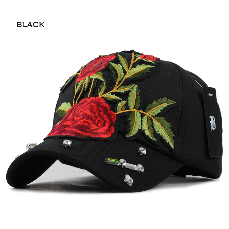 [flb] vil ikke lade dig ned baseball cap rose snapback cap hatte til kvinder cowboy bomuld sommer og efterår hatte kvinder hat: F242 sorte