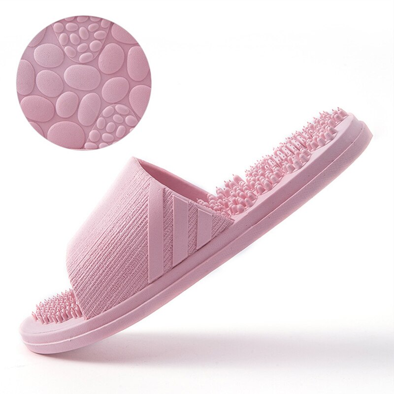 Sommartofflor inomhus halkfria massageskor unisex solid mjuk botten par tofflor hem sandaler män massagepunkt