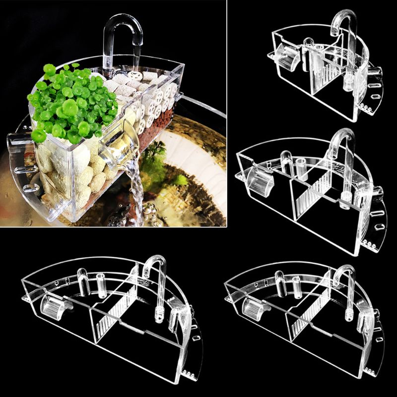 Aquarium External Filter Box Acrylic Hanging Bio Water Purifier Increase Oxygen 11UA