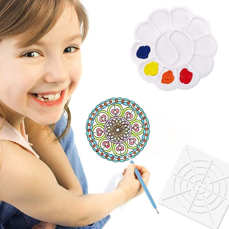 19PCS Mandala Dotting Tools Set Pen Dotting Tools Mandala Stencil Ball Stylus Paint Tray for Painting Rocks Drawing