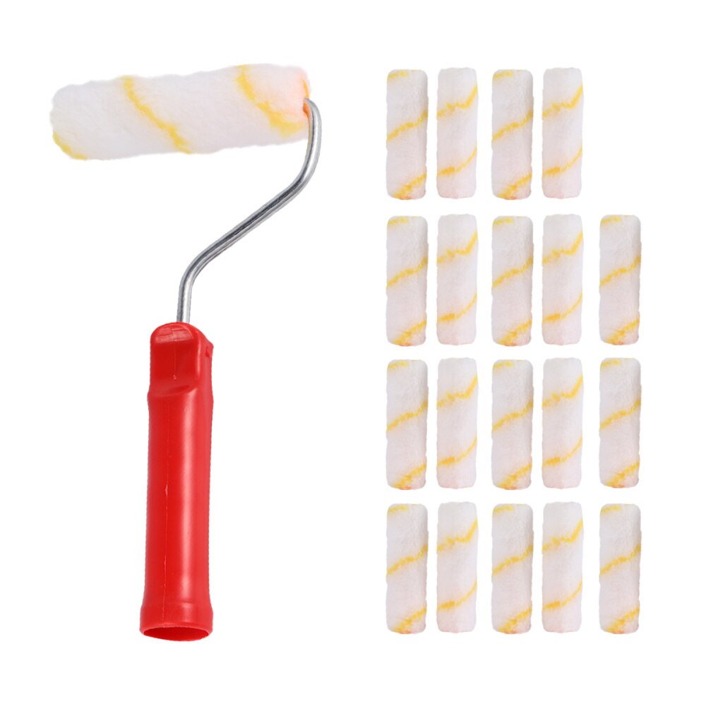 1 Set 21pcs Durable Mini Paint Brush Wall Paint Roller Brush Paint Roller Cover for Home Office Wall (20pcs Roller