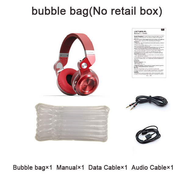 Bluedio T2 + Bluetooth Hoofdtelefoon Over-Ear Draadloze Opvouwbare Hoofdtelefoon met Mic BT 5.0 FM Radio Sd-kaart Headset: red bubble bag