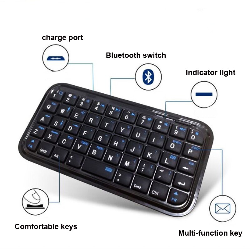 Mini Oplaadbare Draadloze Bluetooth-Compatibel Toetsenbord Voor Iphone 6 6S Plus Ipad Samsung Galaxy Note 5 Android Windows tablet