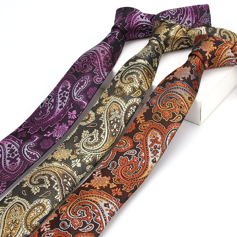 Herre slips smalle slips 6cm klassiske paisley slips til mænd formelle forretnings bryllup jakkesæt jacquard vævet hals slips