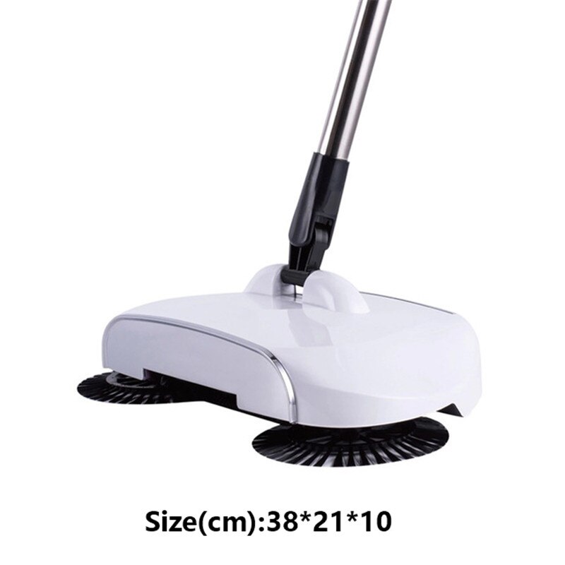 Automatische Veegmachine Machine Hand Push Magische Bezem En Stoffer Set Dweilen Machine Rvs 3 In1 Household Cleaning Tools: White and bright