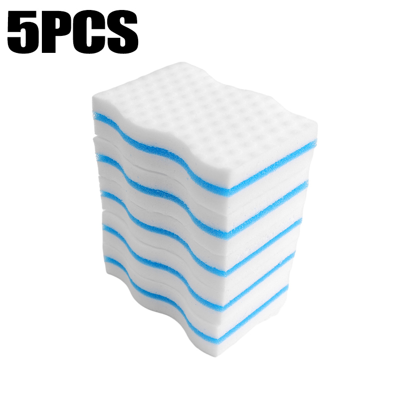 3 Layer Magic Sponge Eraser Cleaning Pads for Bathroom Kitchen Floor Bathtub Toilet Baseboard Wall Cleaner Blue White Sponge: Donkergrijs