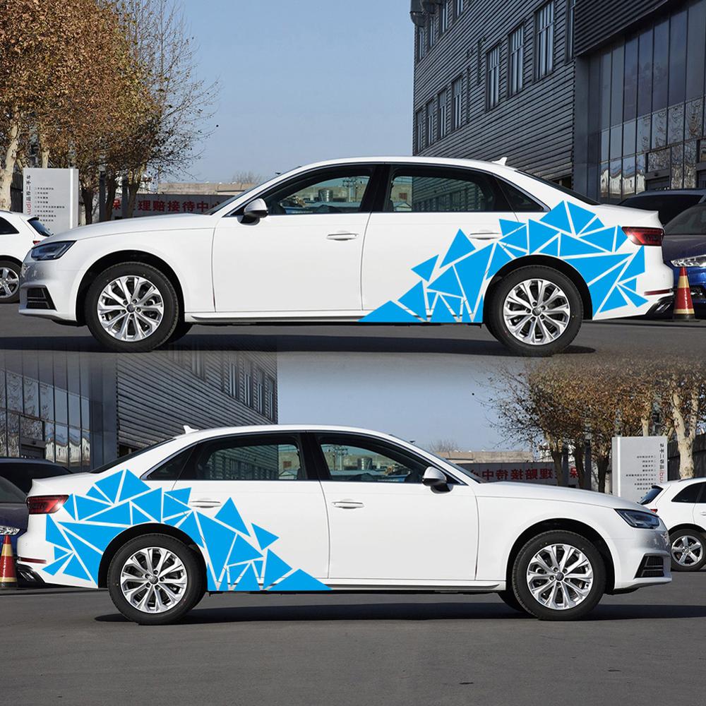 200x60cm Auto Aufkleber matt Schwarze Dreiecke Auto Seite Aufkleber Tarnung Auto-Styling Vinyl Aufkleber Dekor für Auto Dekoration