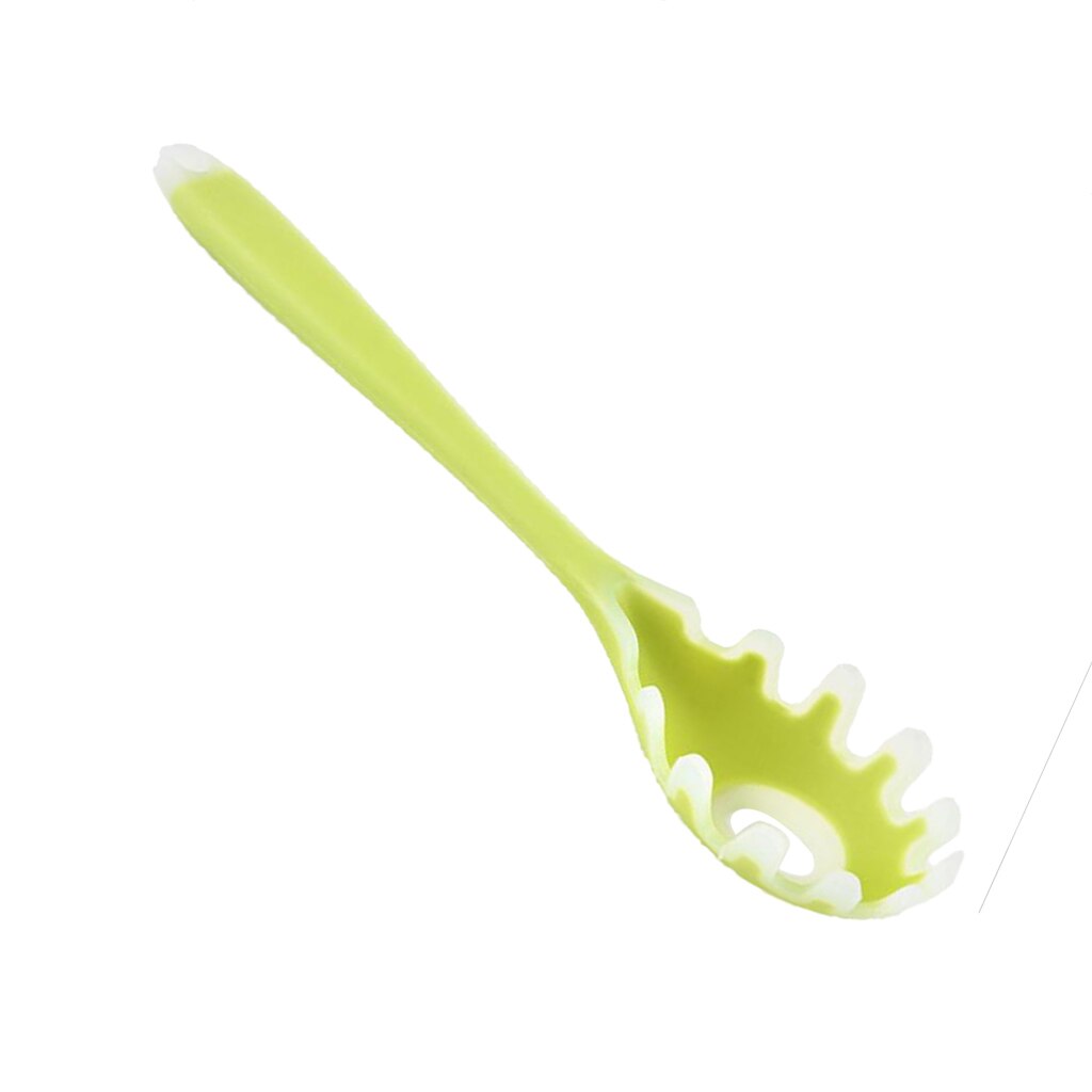 Cuchara de silicona para Pasta, cuchara para Fideos, cuchara para colar Pasta, cuchara con ranura para espagueti, accesorio de cocina respetuoso con el medio ambiente: Green 2