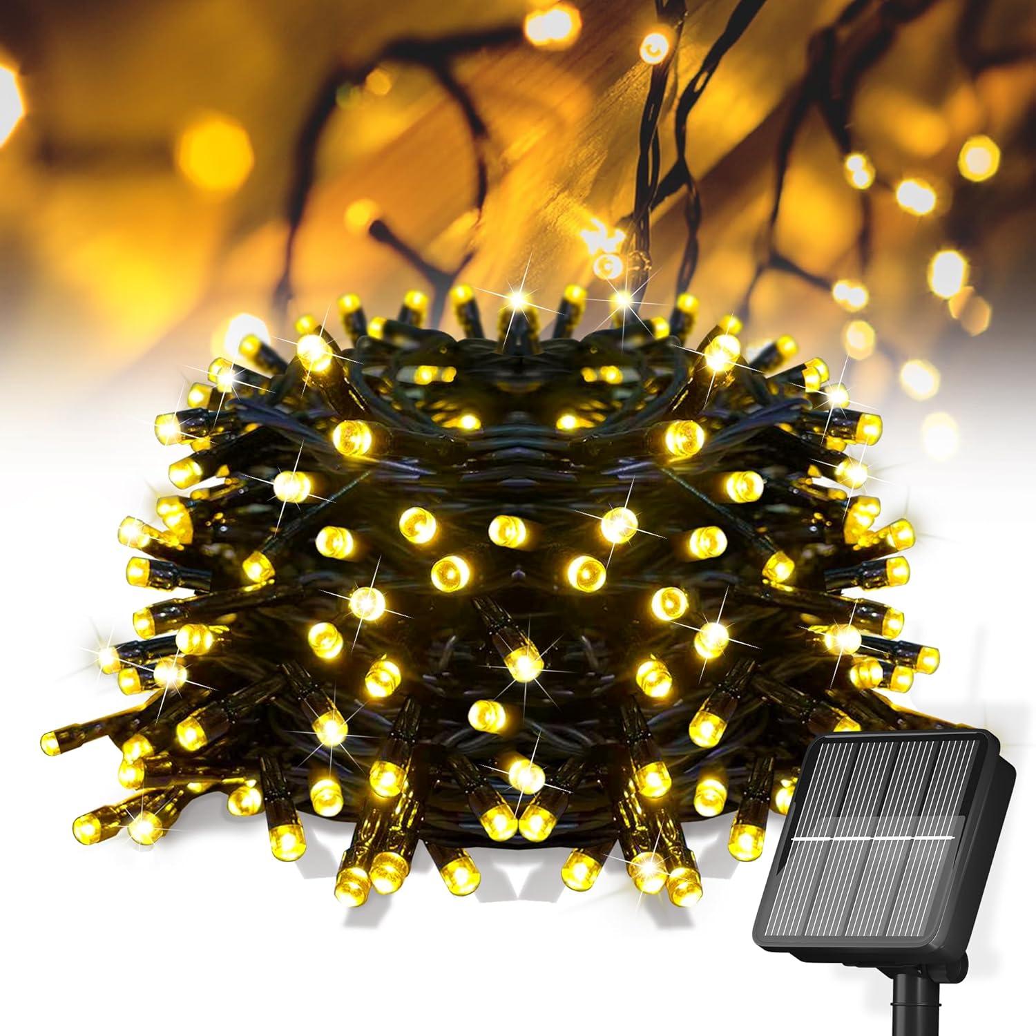 LED-Solar--Himmel-Stern-Lichterkette für Höhle Außenbereich, wasserdicht, 8 Modi, Hoflicht, Urlaubsdekoration, Licht, Party, Haus, Garten, Dekoration: Blau / 350W