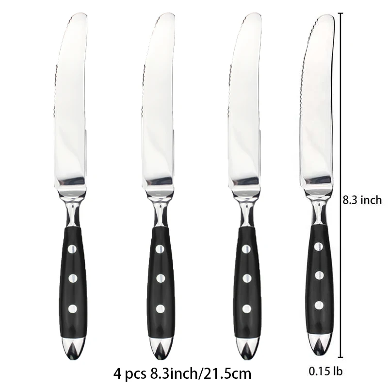 Cubiertos clásicos y elegantes de acero inoxidable, juego de 4/6/8 piezas, cuchillo deportivo de , cuchillo para carne con horquilla completa, juego de cubiertos creativos: Gris