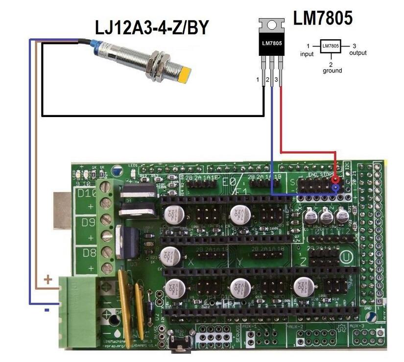 Lj12 a 3-4- z / af nærhedsføler switch  , dc 10-30v pnp 3- wire 300ma 4mm cylindrisk induktiv sensor tilgang &  l7805cv