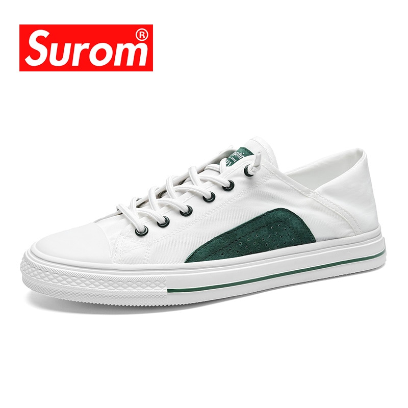 SUROM Breathable Lightweight Canvas Shoes Men Sweat Absorb Training Shoes Outdoor Comfort Casual Shoes Male Adult Flats
