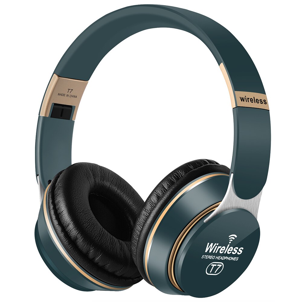 CLBC Wireless Headphones Bluetooth 5.0 - Foldable Stereo Gaming Headset with Mic - 40mm Drivers: T7-Green