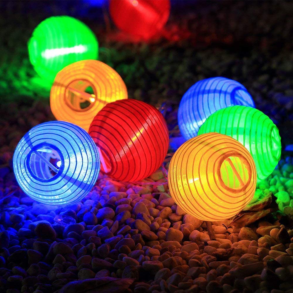 Lanterna da 30 portato Pannello solare Stringa di lucine Ghirlanda esterna impermeabile Luce da terrazza Lampada a energia solare Natale per l'arredamento del giardino: RGB / 0-5W