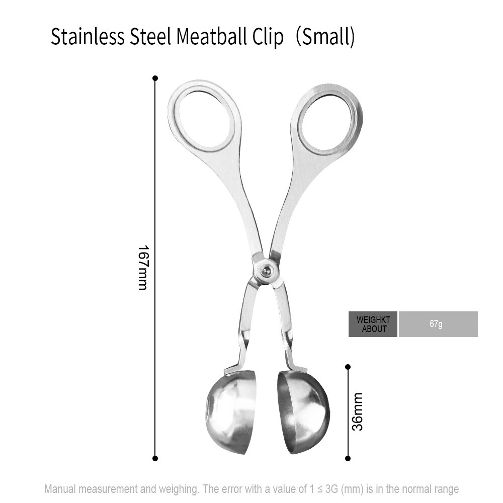 Meat Baller None-Stick Meatball Maker with Detachable Stainless Steel Meat Baller Tongs Cake Pop Ice Tongs Cookie Dough Scoop: small