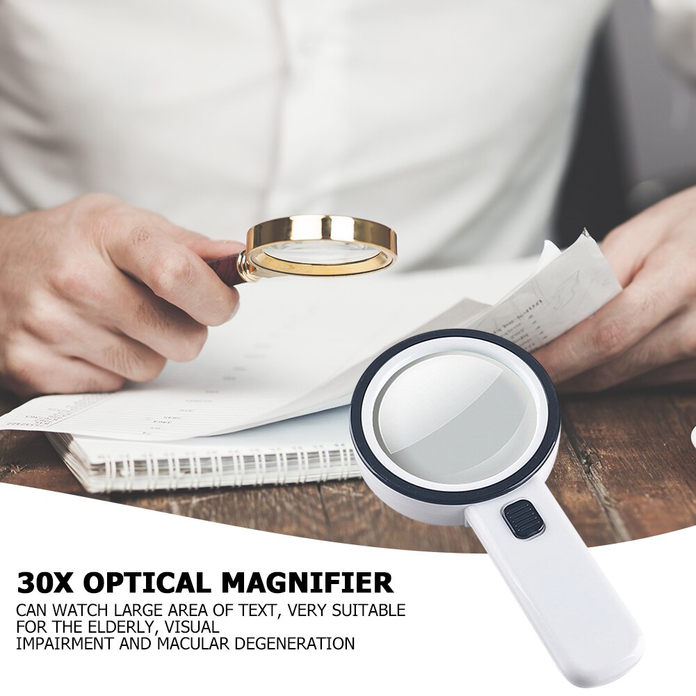 30x Optical Magnifying Glass 12LED Magnifying Lens for Reading Book Jewelry for Antique Appreciate / Reading