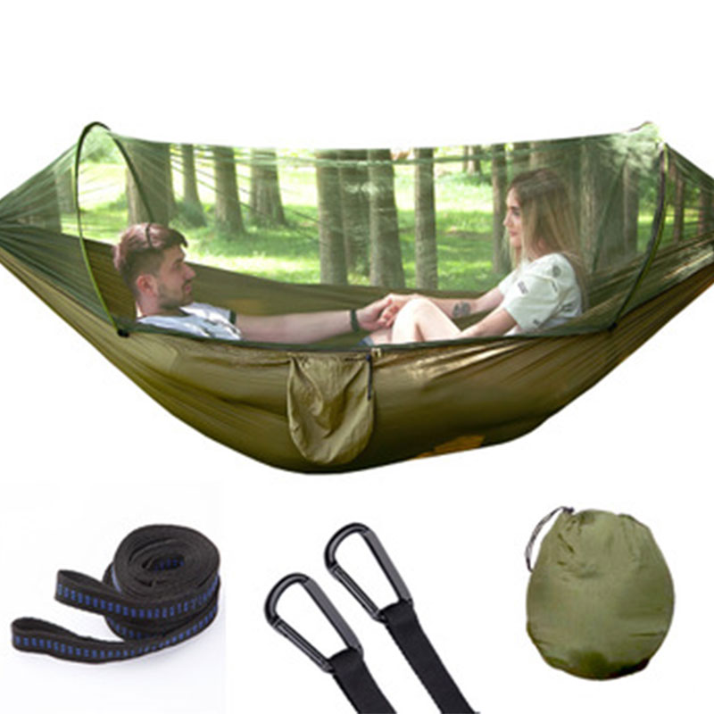 Utendørs myggnett fallskjerm hengekøye telt bærbar campinghage hengende soveseng høystyrke sovehuske 250 x 120cm