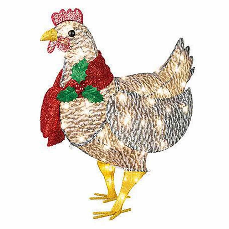 Écharpe lumineuse de noël, piquets de jardin de poulet, décorations de noël, oiseaux décoratifs, jardins extérieurs, 2022: 20x31cm