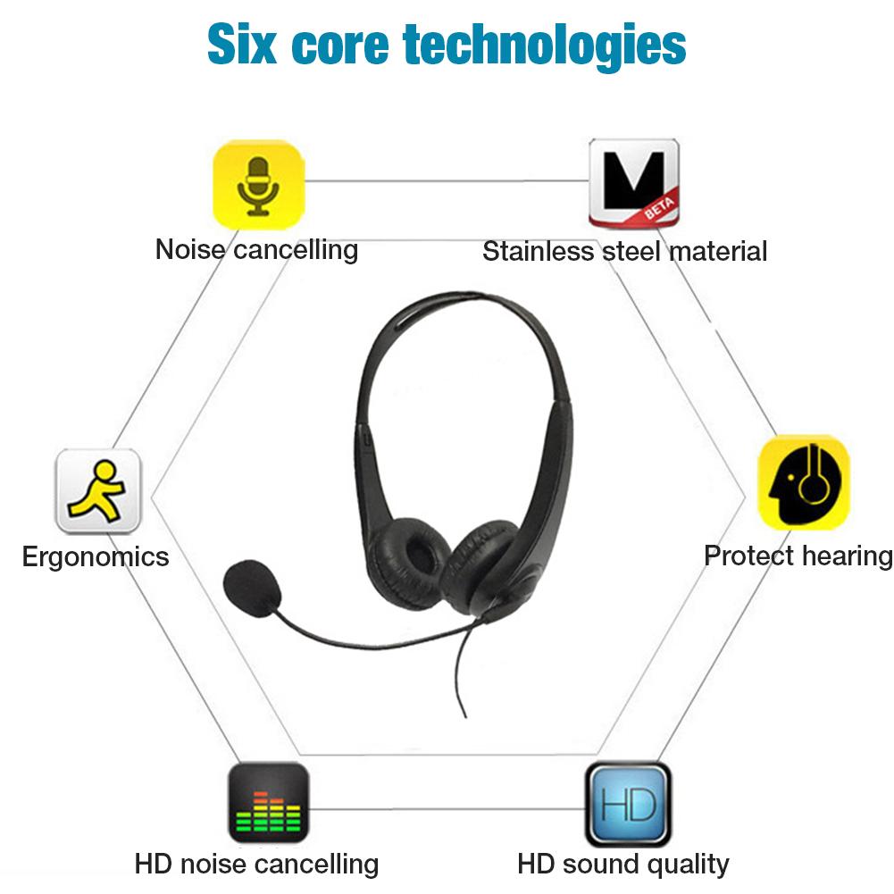 Telephone Headset Call Center Operator USB Noise Cancelling Corded Offical Headphone With Micro For Computer Laptop PC