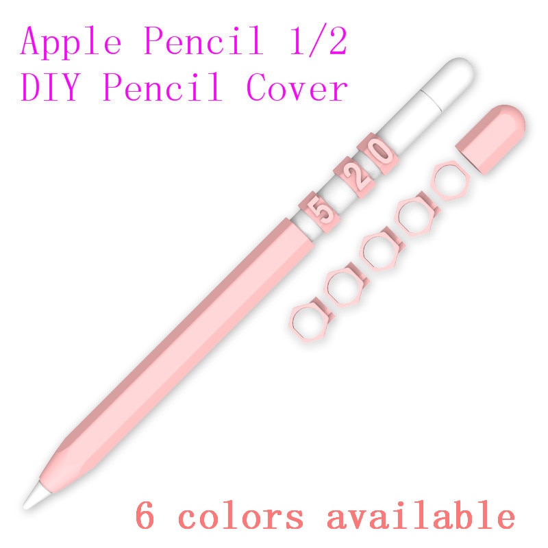 Cute Candy Color Silicone Case For Apple Pencil 2/1 For iPad Tablet Touch Pen Funny DIY Letter Number Protective Cover