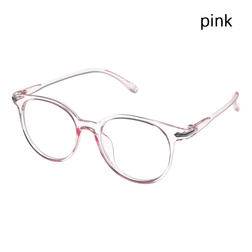 Computer Classic Transparent Round Glasses Anti Blue Glare Frame Clear Lens Myopia Glasses Vintage Eyeglasses Optical Spectacle: pink1