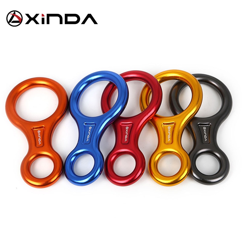 XINDA-Dispositivo de rappel para escalada en roca, 8 formas, ocho anillos, 45KN, descenso, Belay, mosquetón de rappel, Kit de descenso al aire libre