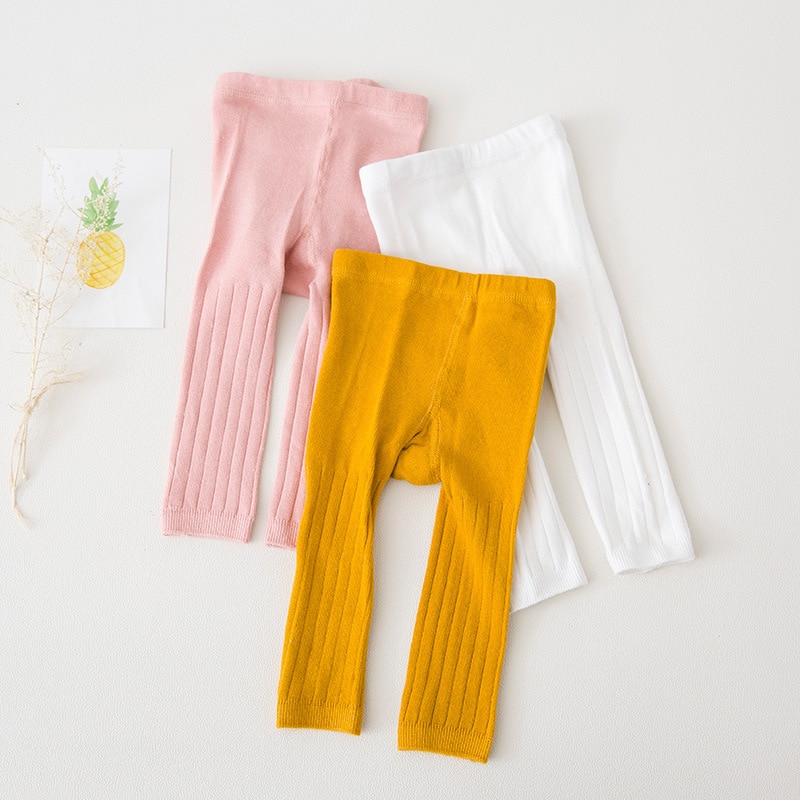 3 stk/partij 0-24m Baby Meisje & Jongen Leggings Kids Katoen Dobby Solide Kleur Regelmatige Mid Elasic Taille leuke Broek
