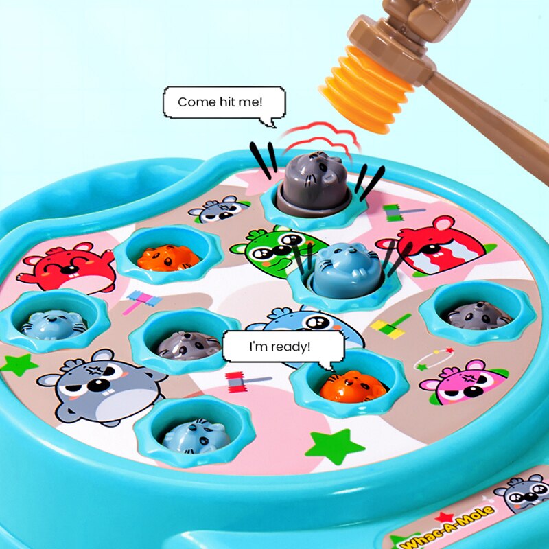 Juego eléctrico de hámster para niños, máquina de juegos para niños, interacción entre padres e hijos, juego de percusión de escritorio para educación temprana para bebés de 1 a 3 años
