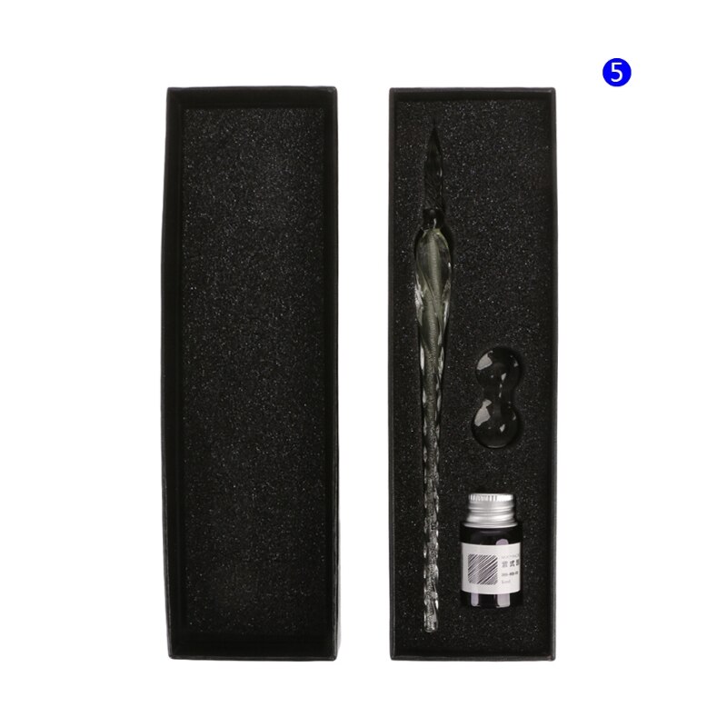 1 Pc Crystal Glass Dip Pen Set Non-carbon Ink Fountain Signature Pen Writing Tools Soda Lime Glass Pen