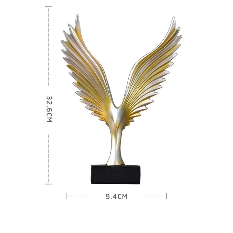 Moderne Abstracte Vleugels Veer Standbeeld Desktop Hars Vleugels Ambachten Sculptuur Home Decor Vleugels Beeldje Artware: lao ying