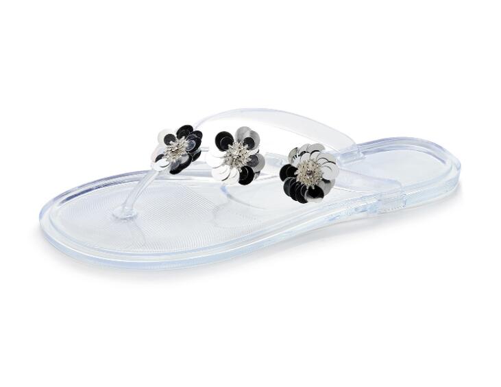 Gelé sko sommer flip flops flat eva håndverk paljetter blomster tøfler sommersko kul strandsko stor størrelse 40 41: Klar / 5.5