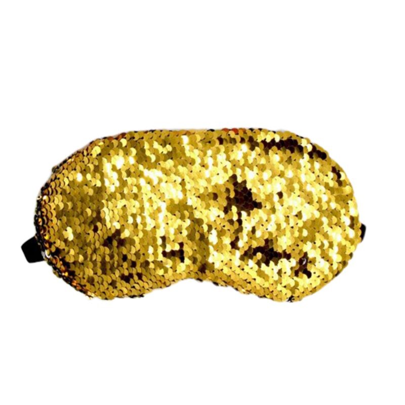 Las mujeres niñas escamas de pescado lentejuelas mágicas reversibles elástico mascarilla para dormir: Dorado