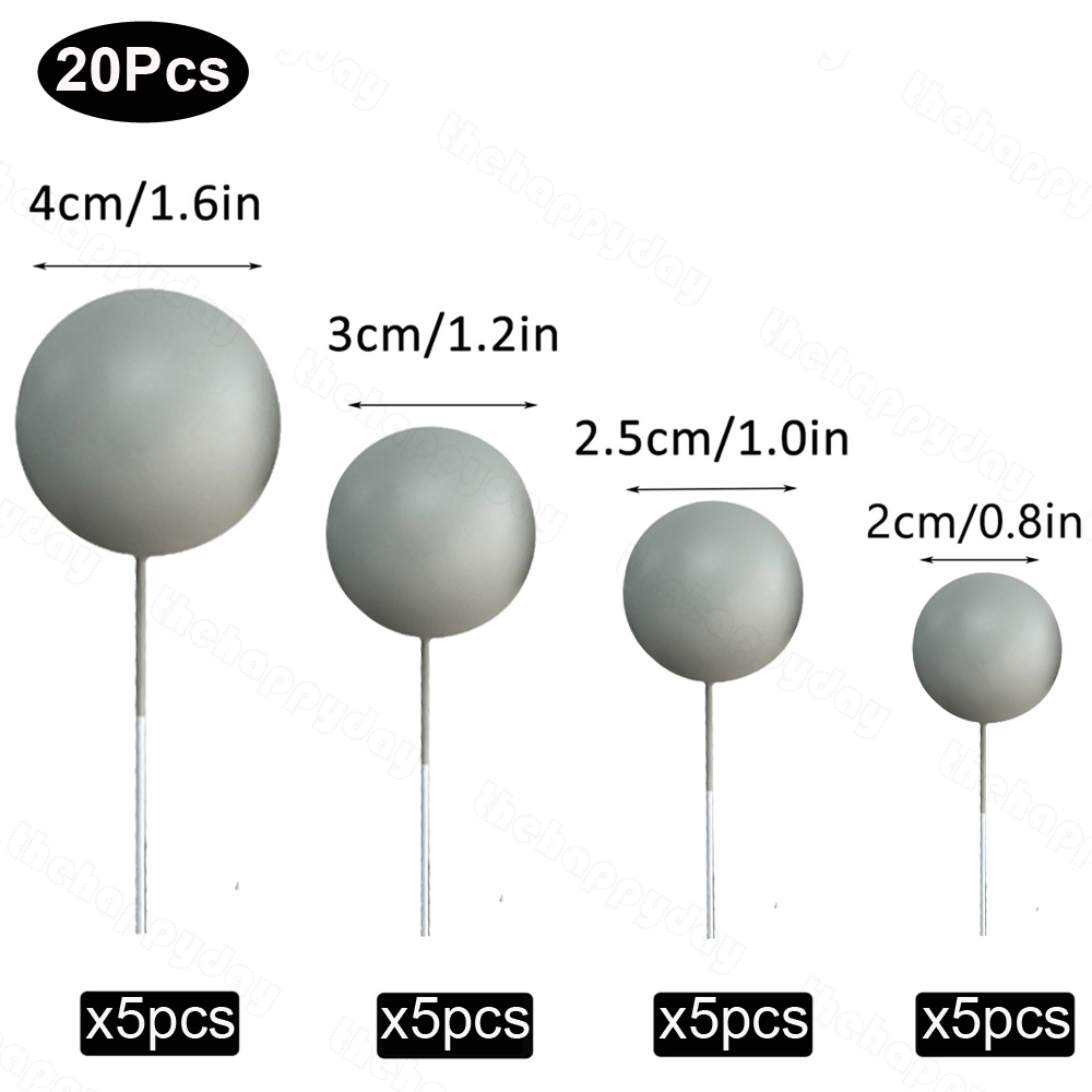 20 stuks Ballen Cake Toppers Goud Zilver Bal Gelukkige Verjaardag Cake Topper DIY Cupcake Topper voor Taart Decoraties Baby Douche Bruiloft