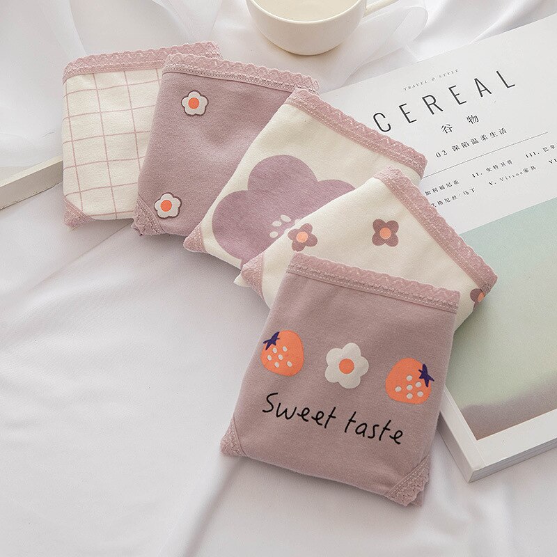 Cuecas femininas de algodão para meninas, cueca ad... – Vicedeal