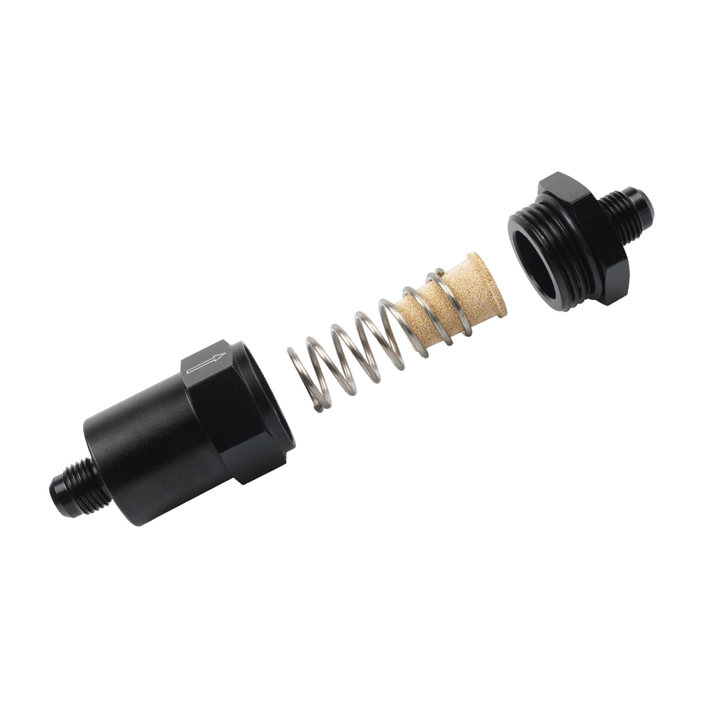 6AN Black Billet Inline Fuel Filter 30 Micron Aluminum FF-1065A-BK