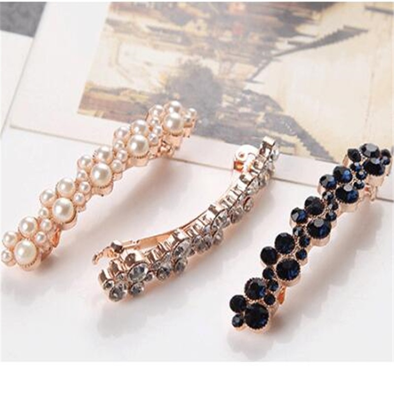 Women Girl Korean Crystal Crystal Pearl Hair Clip Barrettes Hairgrips Hair Pin Hair Accessories Styling Tools