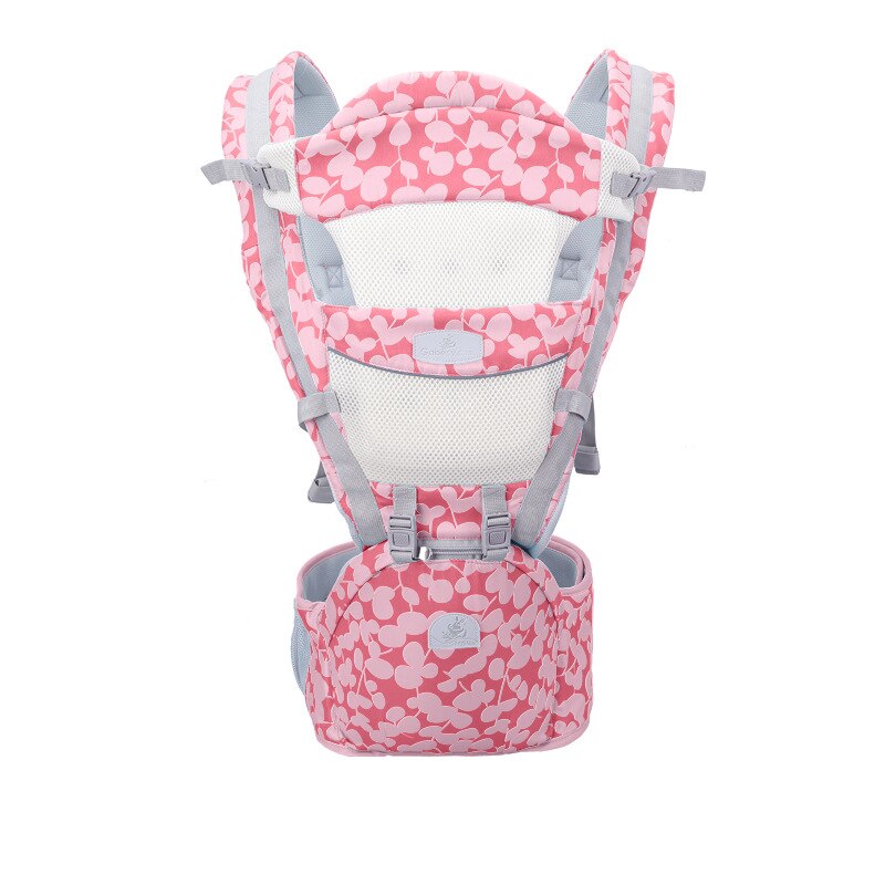 Ademende ergonomische draagzak, heupdrager, draagbare kangoeroe, babyrugzak voor het dragen van kinderen, draagdoek voor baby's: Roze 1
