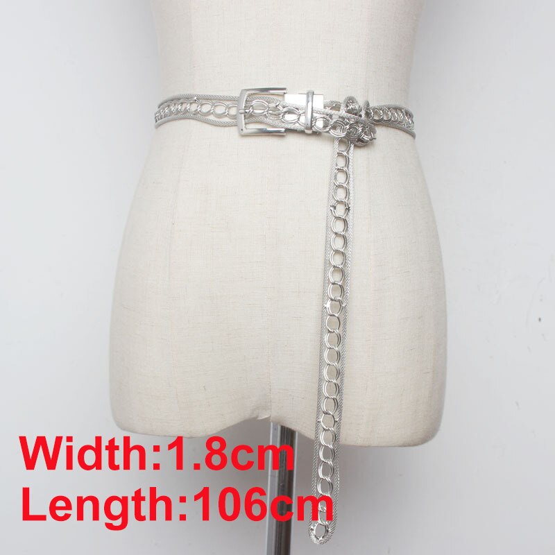 Cetiri Vrouwen Mode Metalen Heup Ketting Riem Elegante Goud Zilver Franjes Ring Taille Keten Kleding Riemen: Style 15