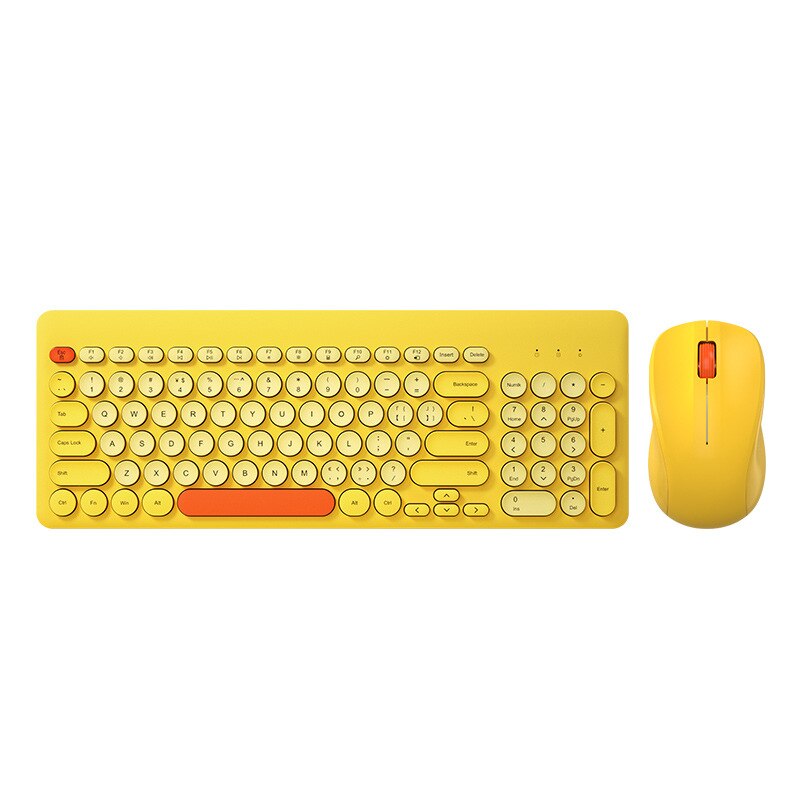 Set di Mouse per tastiera Wireless 1pc Laptop tastiera USB esterna Mouse Home Office Windows portatile mil per Android IOS Chrome OS: Yellow 95Key set