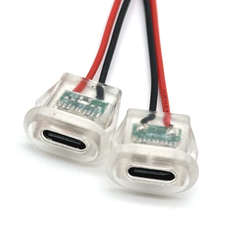 2pin USB Type C 5A Input type Charging Socket With LED lights Plate Waterproof USB-C Power Port TYPE-C Female Connector Jack