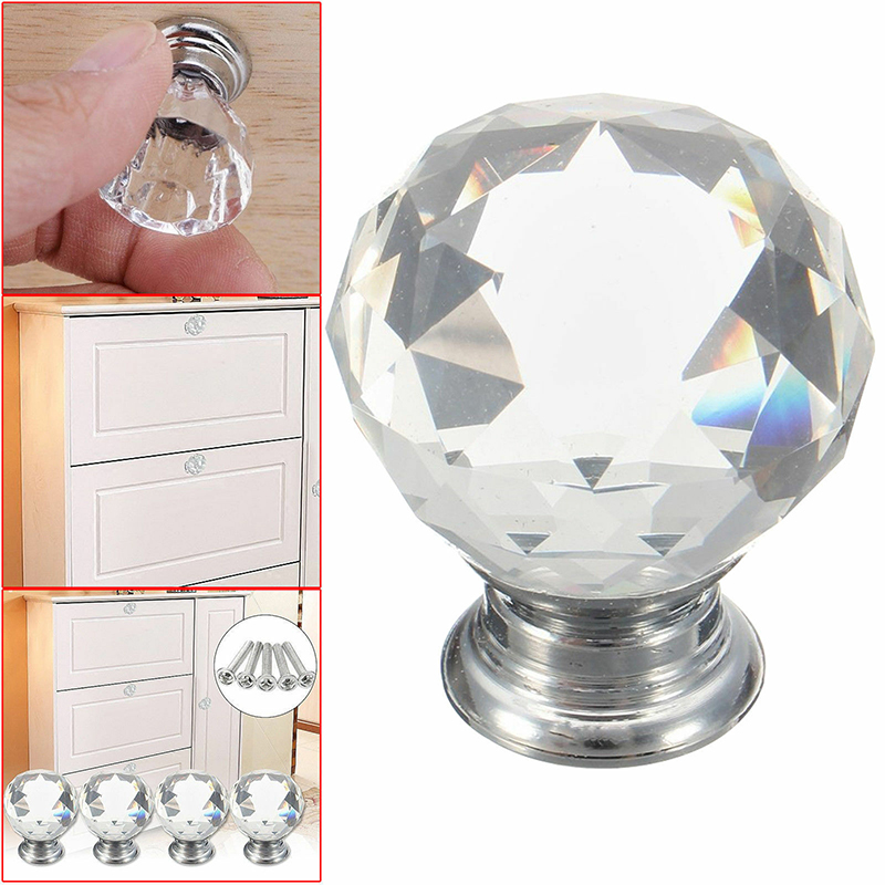 Door Handle Knob Crystal Glass Modern Minimalist Handle Hardware Drawer Wardrobe Furniture Cabinet Crystal Glass Handles